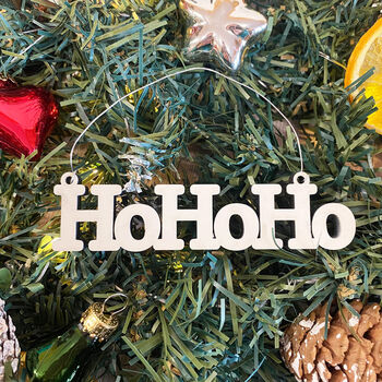 Hanging Ivory Ho Ho Ho Sign Christmas Decoration, 4 of 5