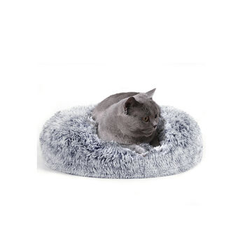 50cm Grey Soft Plush Donut Dog Cat Bed Cushion, 3 of 7