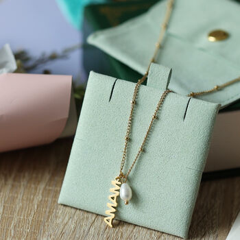 Mama Pendant Necklace With Genuine Freshwater Pearl, 4 of 12