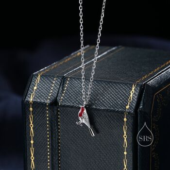 Extra Tiny Robin Bird Pendant Necklace, 2 of 11