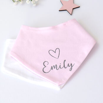 Personalised Heart Bandana Bib Set For Girl, 4 of 5