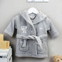 Personalised Elephant Grey Hooded Baby Dressing Gown, thumbnail 1 of 4