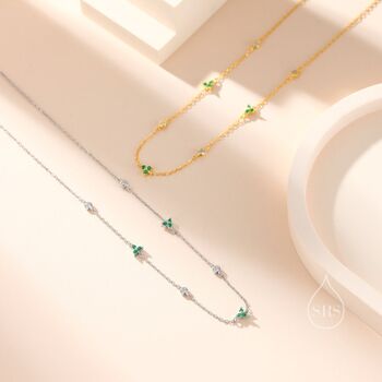 Sterling Silver Cz Trio Necklace, 3 of 11