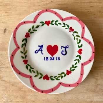 Personalised Hand Decorated Initials Anniversary Plate, 2 of 2