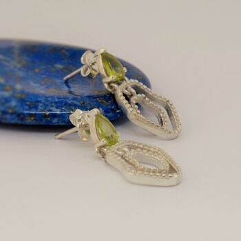 Peridot Sterling Silver Dangle Earrings, 2 of 7
