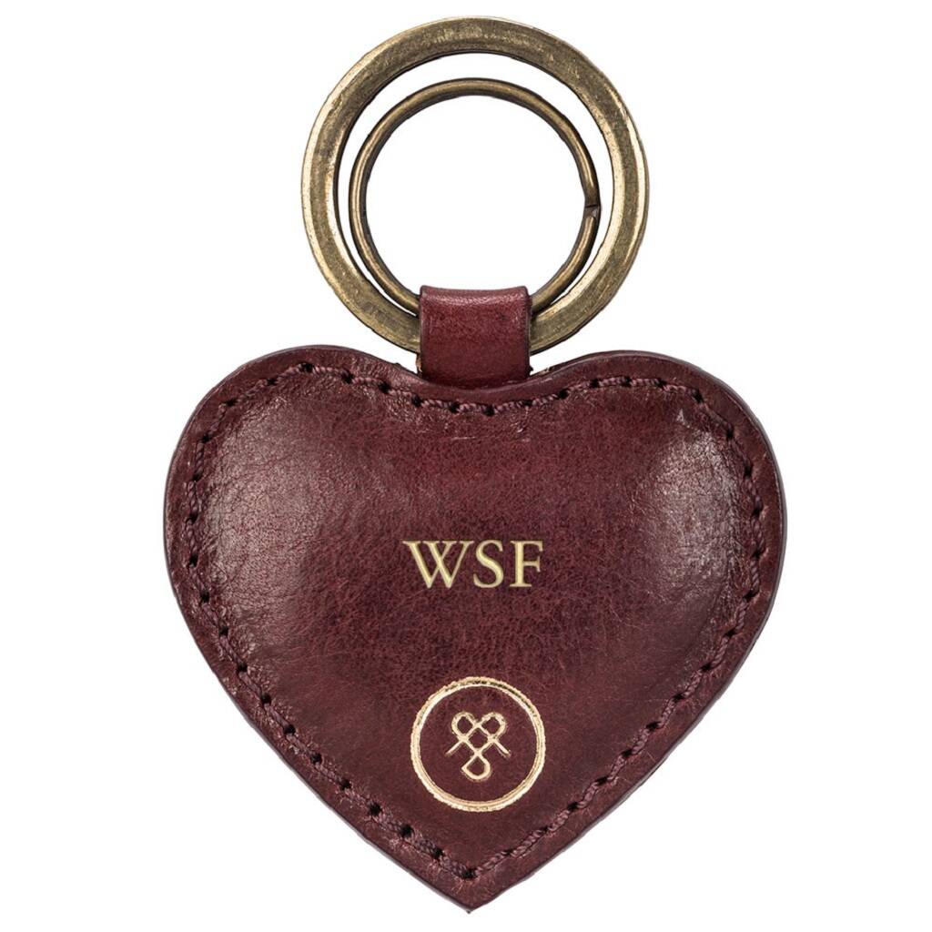 Personalised Handmade Leather Heart Keyring 'Mimi' By Maxwell Scott ...