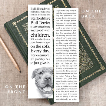 Staffordshire Bull Terrier Dog Bookmark, 2 of 7