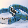 Turquoise Check Harris Tweed Dog Collar, thumbnail 3 of 3