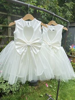 Sparkly Ankle Length Flower Girl Dress With Large Bow – Tulle Party And Wedding Dress UK, 6 of 6