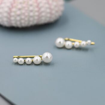 Pearl Crawler Earrings In Sterling Silver, 4 of 10
