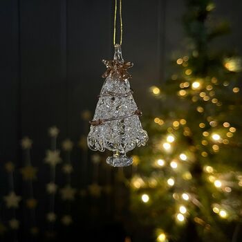 Glass Gold Garland Christmas Tree Hanging Decoration, 2 of 2
