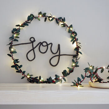 Joy Holly Wreath Light, 4 of 12