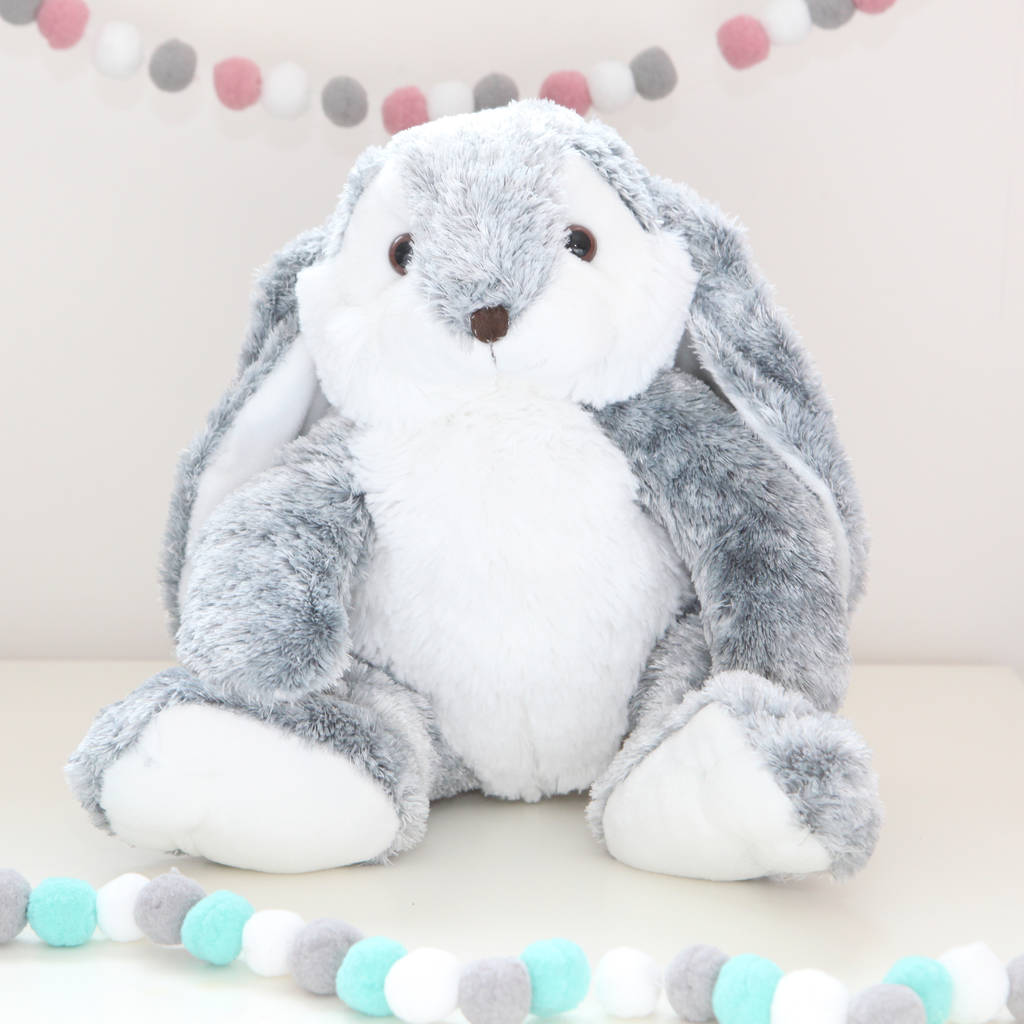 Personalised Grey Plush Bunny Rabbit By Red Berry Apple ...