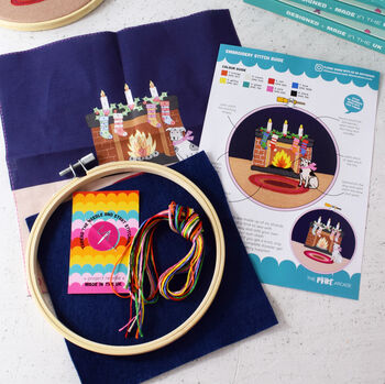 'Fireplace' Large Embroidery Craft Kit, 3 of 3