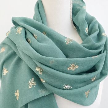 Metallic Bee Print Scarf, 5 of 9