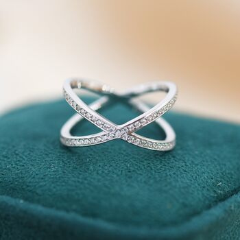 Sterling Silver Cz Cross Ring, 3 of 12