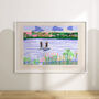 Paddleboarding Art Print Stand Up Paddle Board Lake Scene Poster, thumbnail 1 of 9