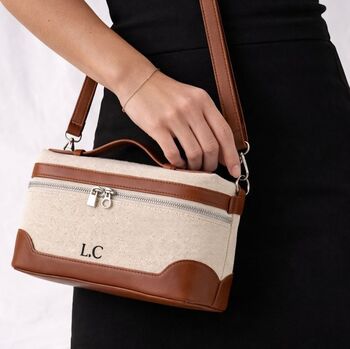 Personalised Large Lily Canvas And Faux Leather Holdall Duffle Bag, 5 of 6