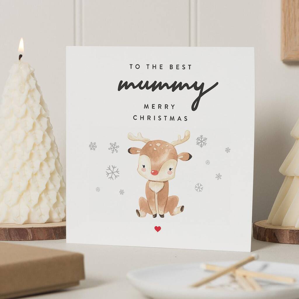 Personalised Mummy Christmas Card With Reindeer, 1 of 7