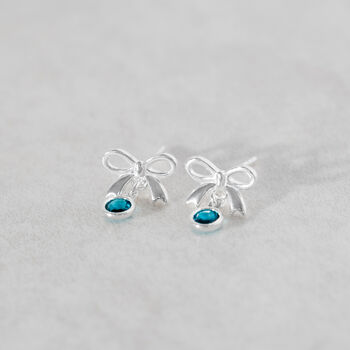 Sterling Silver Bow Birthstone Earrings, 4 of 9