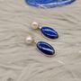 Lapis Lazuli, Pearl Sterling Silver Earrings, thumbnail 2 of 7