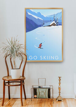 Go Skiing Travel Poster Art Print, 5 of 8