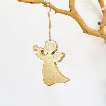 Gold Angel Hanging Christmas Tree Decoration, 2 of 2