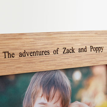 Solid Oak Personalised Multi Photo Frame Four Aperture, 4 of 6