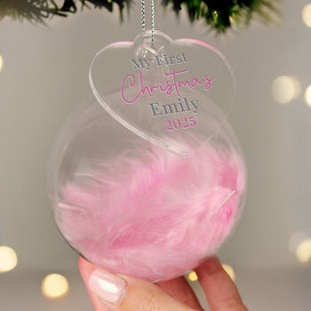 Personalised Baby Girl's 1st Christmas Bauble, 2 of 4