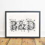 Personalised Monochrome Floral Name Print, thumbnail 3 of 4