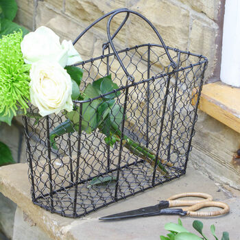Farmhouse Chickenwire Garden Flower Basket, 4 of 8