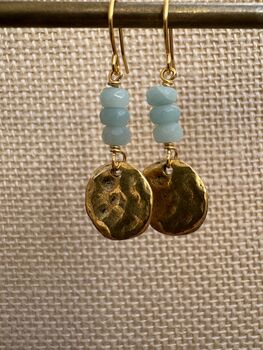 Aurora Hammered Coin Gemstone Earrings, 3 of 8