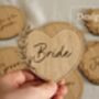 Personalised Wedding Guest Coasters – Engraved Oak Veneer Drink Mats For Guests And Favours, thumbnail 3 of 6