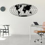 Round Wooden World Map Wall Art Geometric Globe Decor, thumbnail 3 of 9