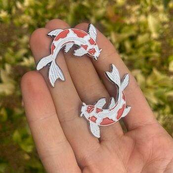 Koi Fish Enamel Pin | White And Orange Lapel Pin, 2 of 6