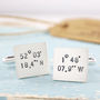 Personalised Coordinates Cufflinks. Gift For Traveller, thumbnail 4 of 5