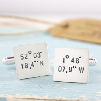 Personalised Coordinates Cufflinks. Gift For Traveller, 4 of 5