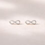 Infinity Stud Earrings, Silver And Gold Plated And Sterling Silver, thumbnail 3 of 8