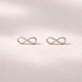 Infinity Stud Earrings, Silver And Gold Plated And Sterling Silver, 3 of 8