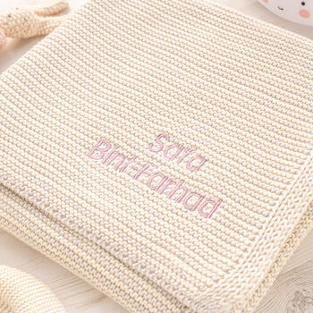 Personalised Sage Green Baby Blanket – Mini Stripe Design, 4 of 12