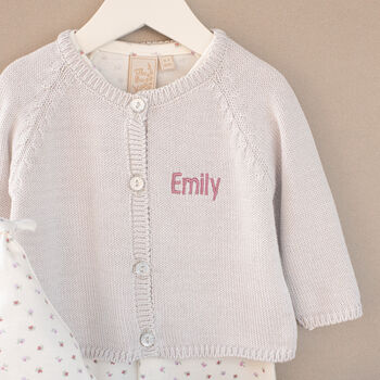Baby Girl Cardigan, Babygrow And Hat Gift Set, 2 of 9
