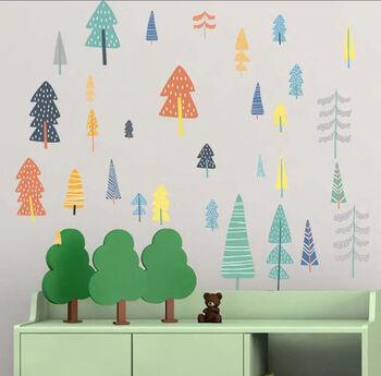 Colourful Forest Trees, Kids Room, Removable Wall Vinyl, 2 of 9