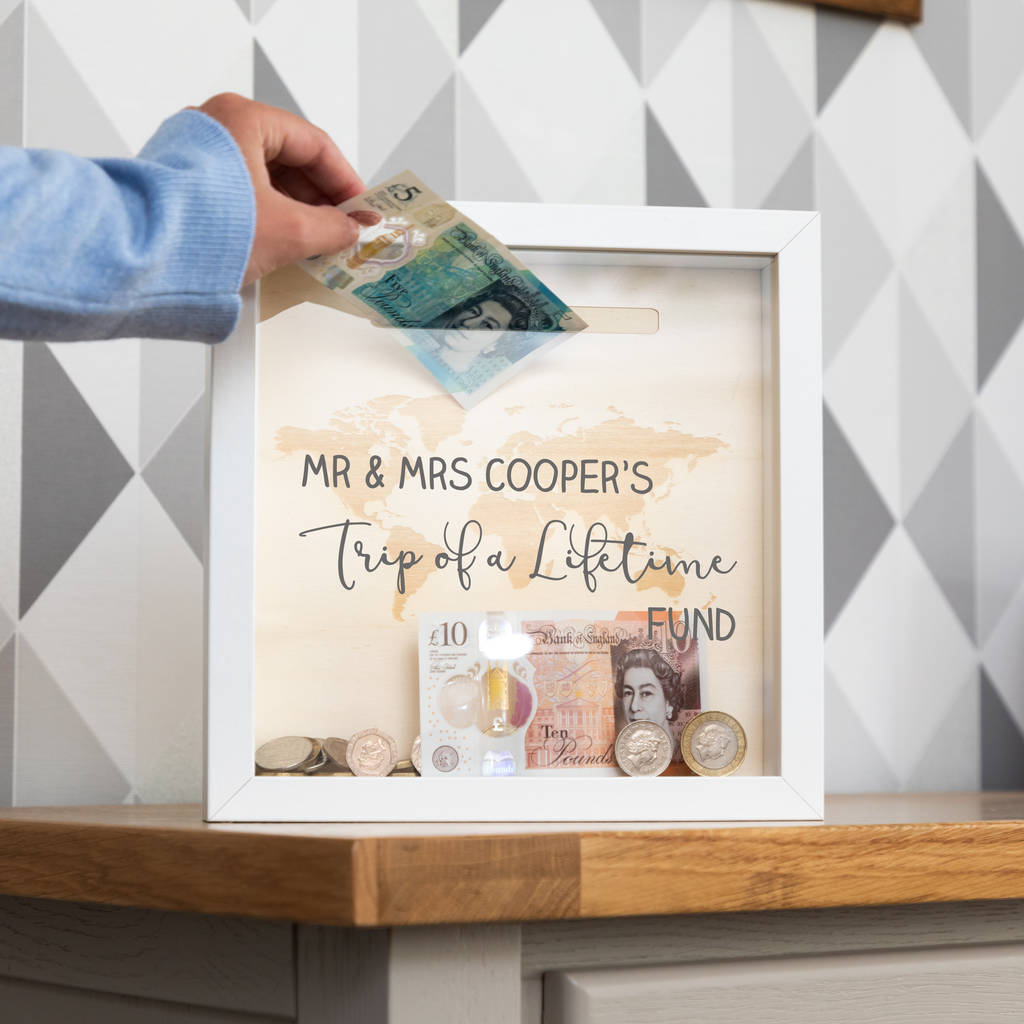 Personalised Trip Of A Lifetime Money Box Frame By Mirrorin