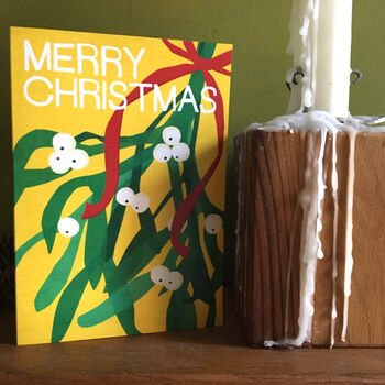 Illustrated Christmas Cards Mistletoe Poinsettia Pine, 4 of 7