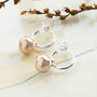 Sterling Silver And Rose Gold Ball Hoop Stud Earrings, thumbnail 2 of 4