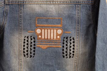 Personalised Embroidered Children's Monster Truck Denim Jacket, 6 of 7