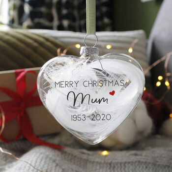 Merry Christmas In Memory Feather Christmas Bauble, 7 of 9