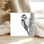 Woodpecker – Hand Drawn Nature Greeting Card Illustration, thumbnail 3 of 6