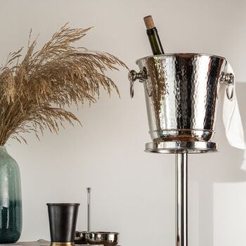 Hand‑Hammered Copper Ice Bucket And Stand Set, 2 of 9