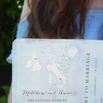 Passport Wedding Invitation Watercolour Style, 5 of 7